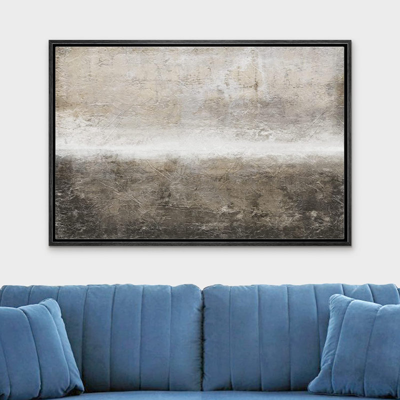 «Minimal Landscape Minimal Brown Brush Stroke Pastel Abstract Landscape Contemporary Art Living Room Office on Canvas Print