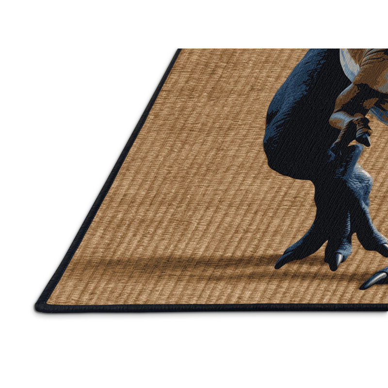 Tapis brun dinosaures lavable à la machine, Rectangulaire 2 pi x 3 pi