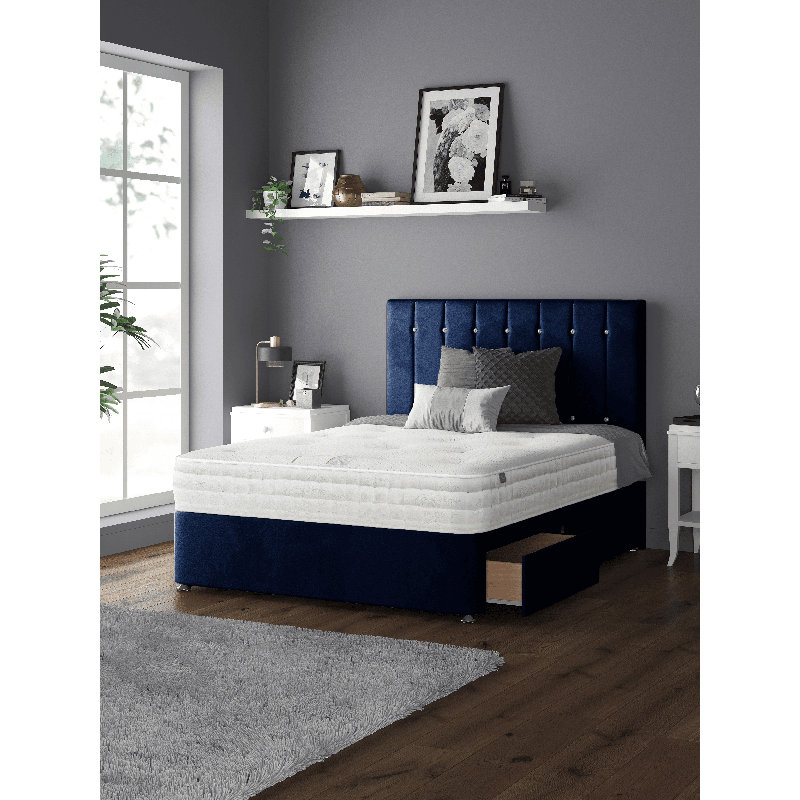 New Fairfield Divan Bed Base, Blue, Super King (6'), 2 Foot-end Drawers