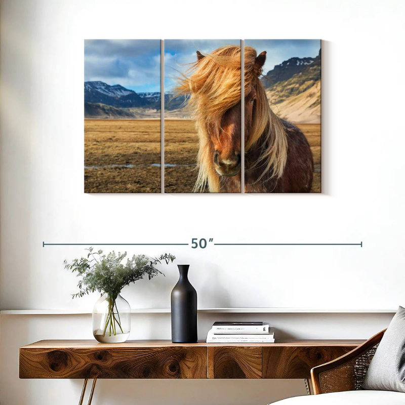 Brampt superbe cheval Islandais, H 24 po x l 38 po