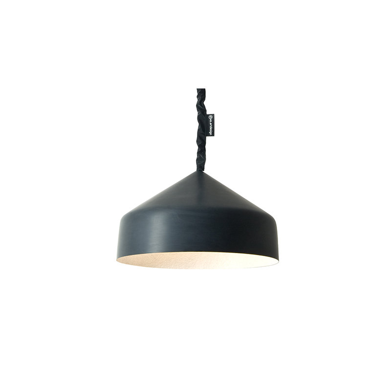 1 - Light Grey Dome Pendant, Black/Gold