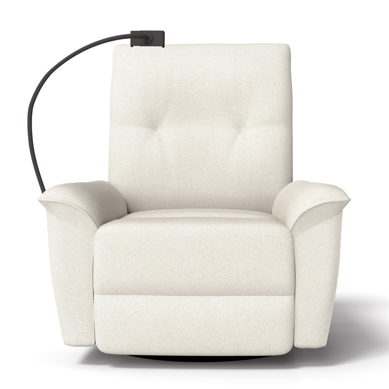 270° Power Swivel Rocker Recliner Chair W/ Phone Holder, Beige