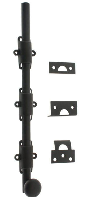 Solid Brass 18" Heavy Duty Surface Bolt, Matte Black