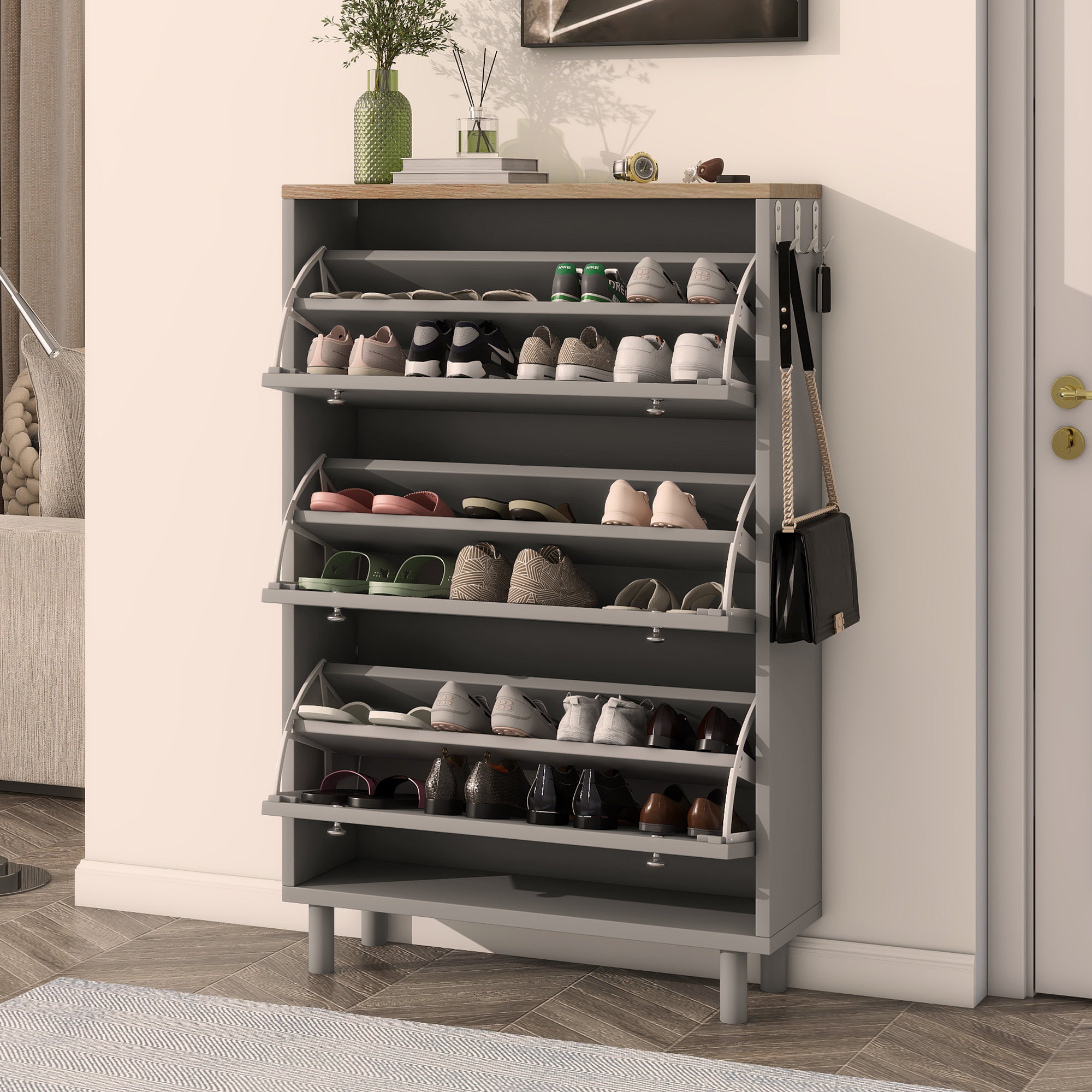 Best HD Pictures about  Tipping Bucket Shoe Cabinet  with No AI Images