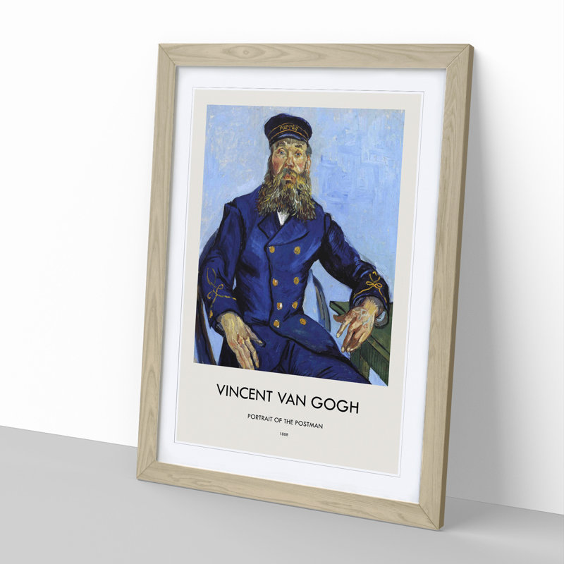 The Postman Joseph Roulin by Vincent Van Gogh - Picture Frame Painting, 48cm H x 36cm W x 2cm D, Oak Framed