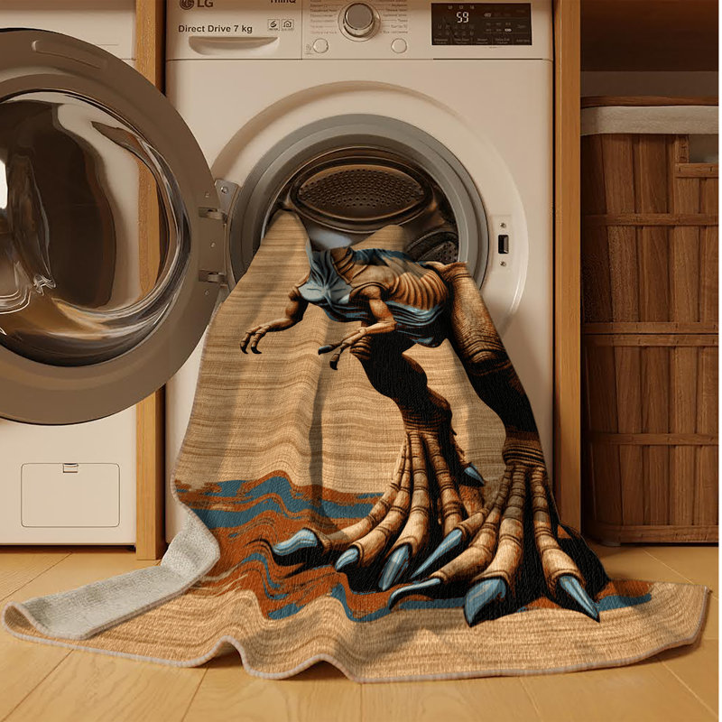 Tapis brun dinosaures lavable à la machine, Rectangle 7 pi x 9 pi
