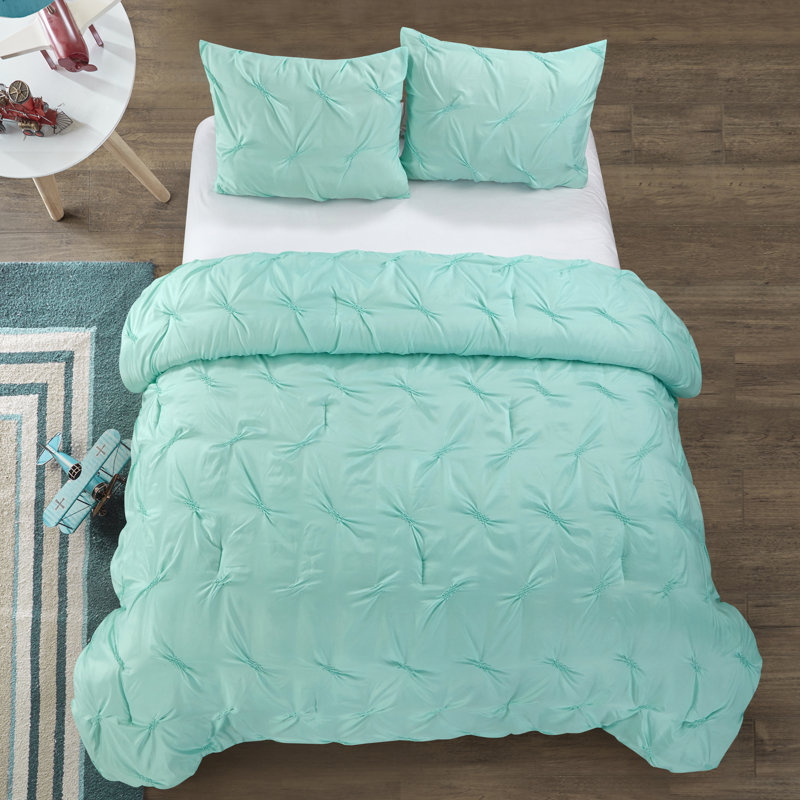 Ensemble d'édredon en microfibre Andes, Édredon simple + 1 Taie décorative, Bleu sarcelle