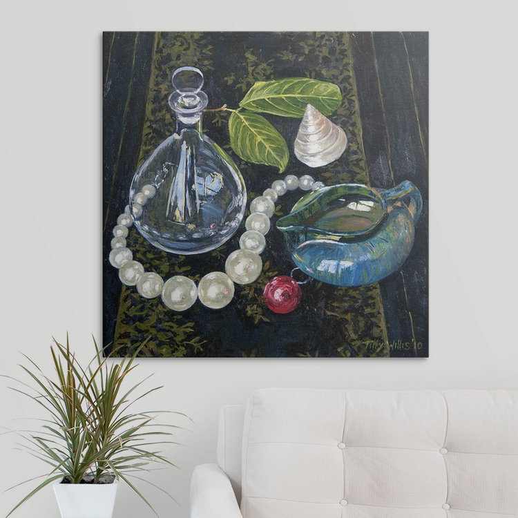 «Martine Still Life with Pearls» par Tilly Willis, reproduction d'art, H 35 po x l 35 po x P 1,5 po, Toile