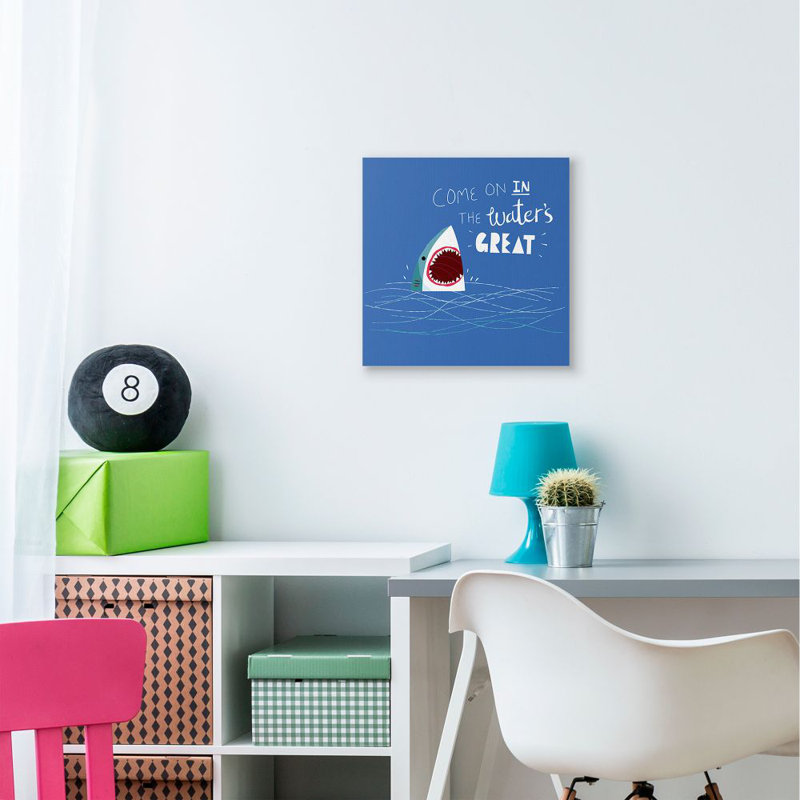 «The Waters Great Expression Beach Shark» par Michael Buxton - impression d'art graphique, Toile tendue