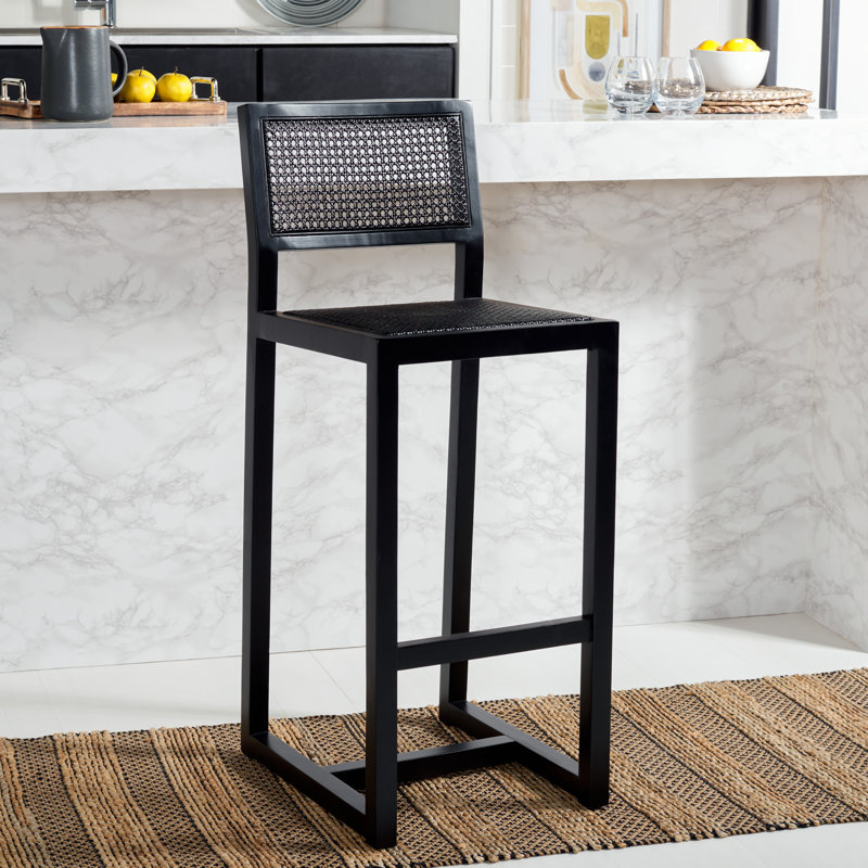 Tabouret de bar Cane, Noir, Tabouret