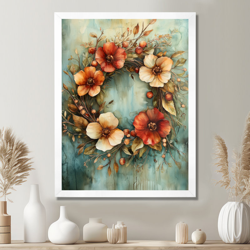 Garner - Floral Canvas Art Print, H 40 po x l 30 po, Reproduction encadrée sans passe-partout, Blanc