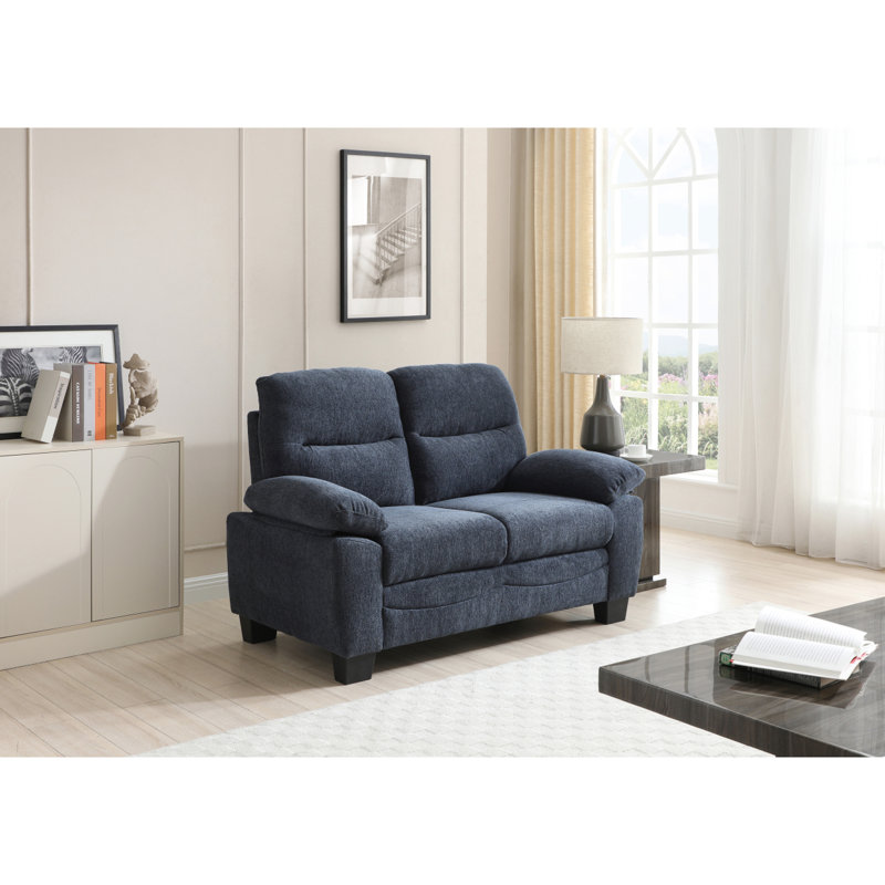 Modern Loveseat Blue, Blue, 35.07" H x 59.07" W x 33.07" D