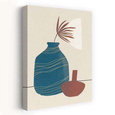 «Abstract Abstract Vases And Leaf Abstract Contemporary Flower», reproduction d'art mural