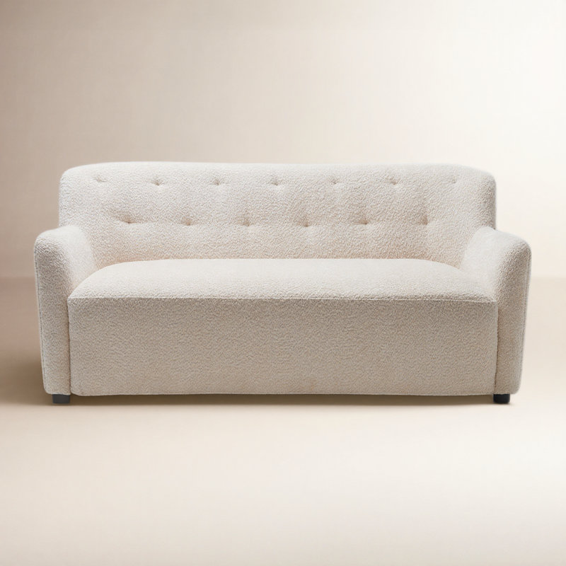 Fae 66" Chenille Upholstered Loveseat, Natural Textured Chenille