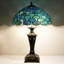 Lampe de table en verre teinté Tiffany 16 x 16 x 24 pouces bleu mer perle bureau bureau chambre à coucher lumière de lecture antique