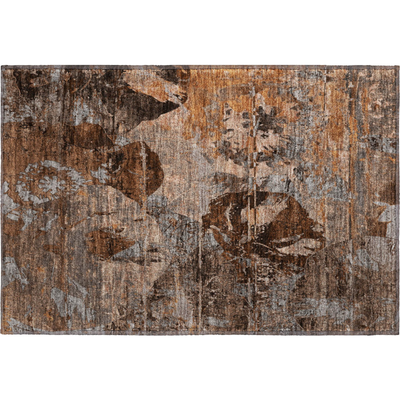 Premium Machine Washable Cerrito AMF555 Terracotta Rug, Rectangle 1'8" x 2'6"