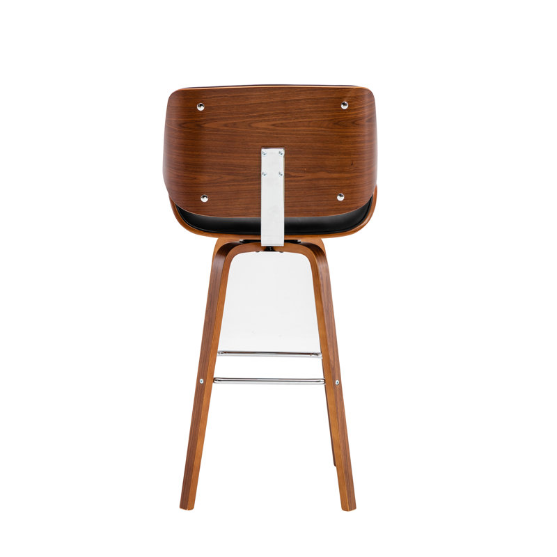 Derrion 76cm Swivel Faux Leather Bar Stool, Black