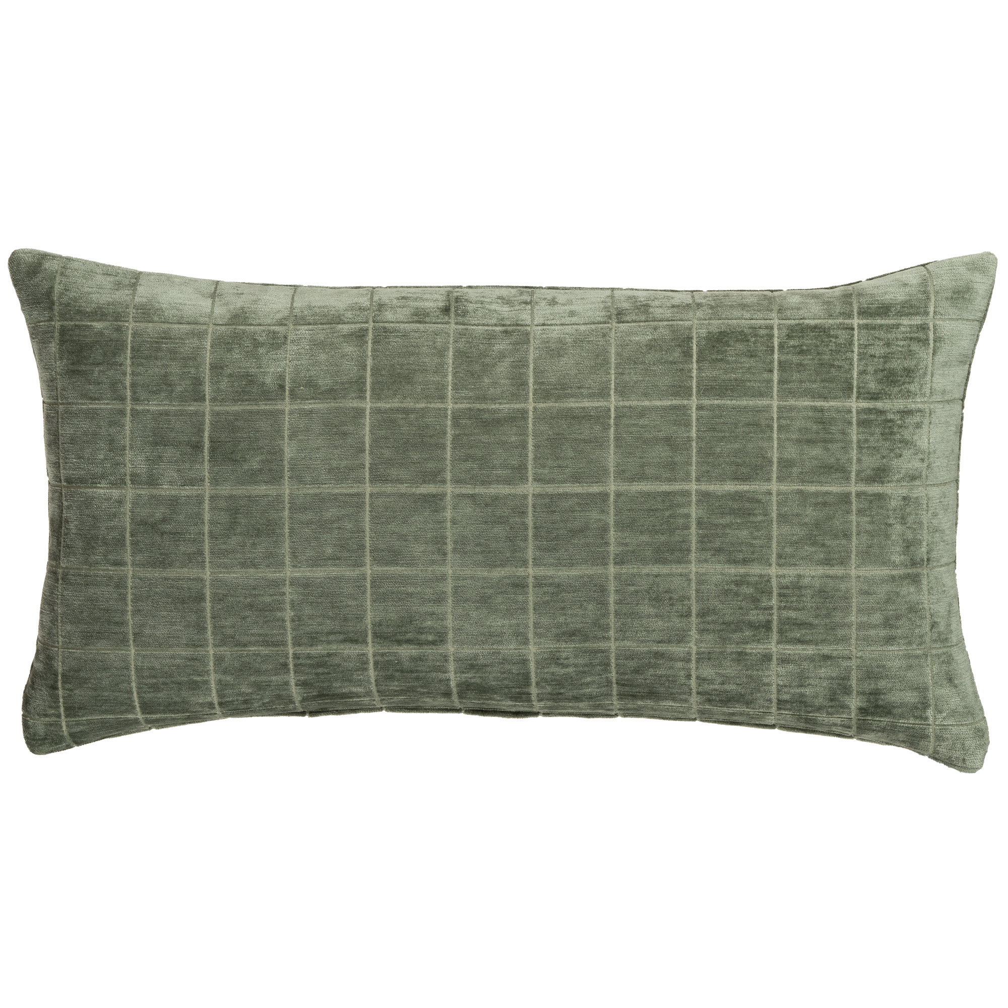 Otterville Velvet Grid Lumbar Pillow, Ocean Geometric, Polyester, 14"H x 36"W