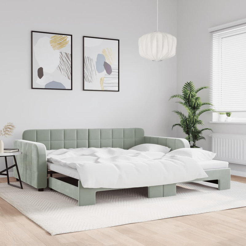 Hadwin Upholstered Daybed, Light gray, with trundle