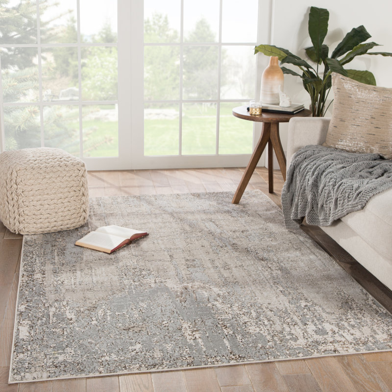 Tapis abstrait gris / taupe, Rectangle 6 pi 7 po x 9 pi 6 po