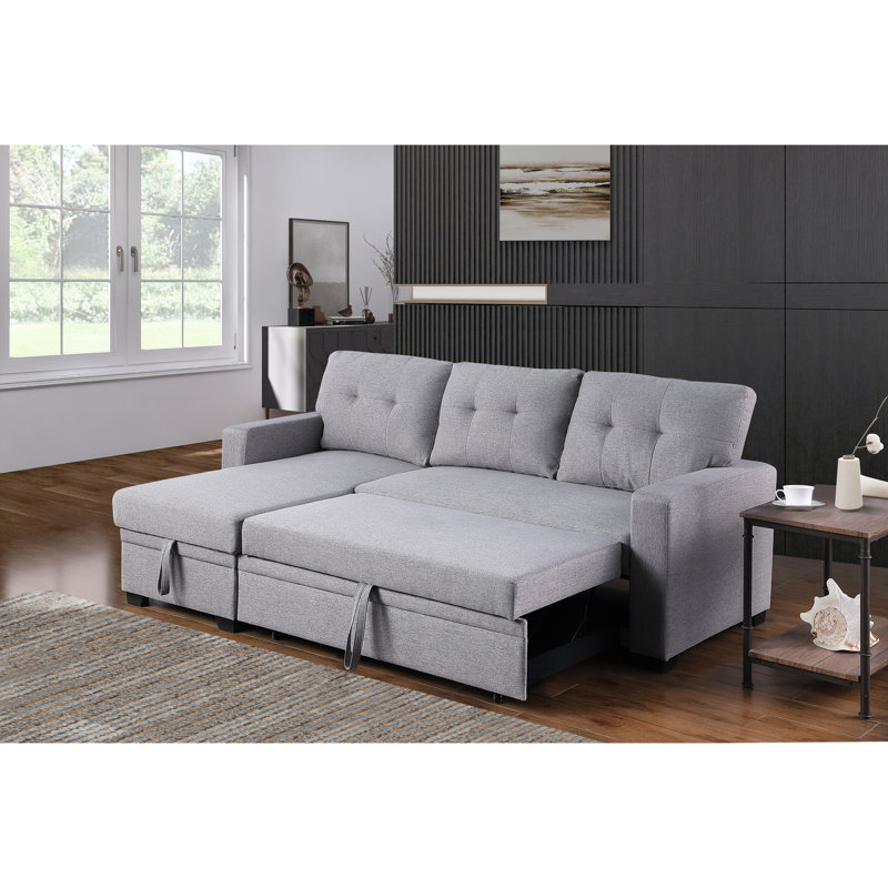 Canapé modulaire rembourré avec méridienne, Gris clair