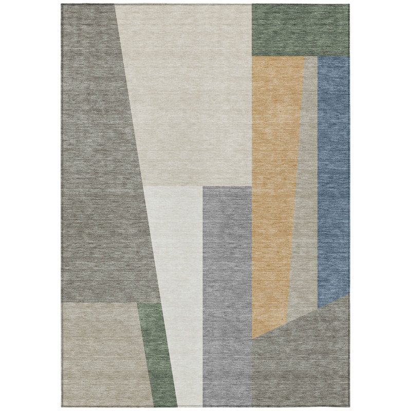 Machine Washable Indoor/Outdoor Chantille ACN2446 Geometric Rug, Taupe, 9' x 12'