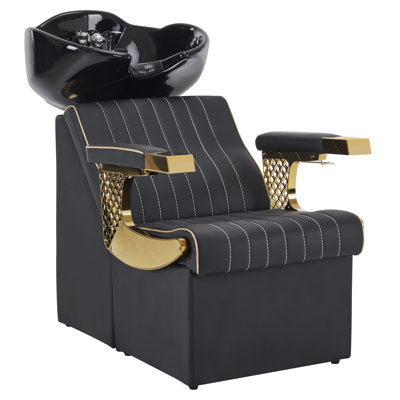 Yuliett Backwash Shampoo Station barber Chair and Bowl, Tilting Porcelain Ceramic Basin Sink by Latitude Run