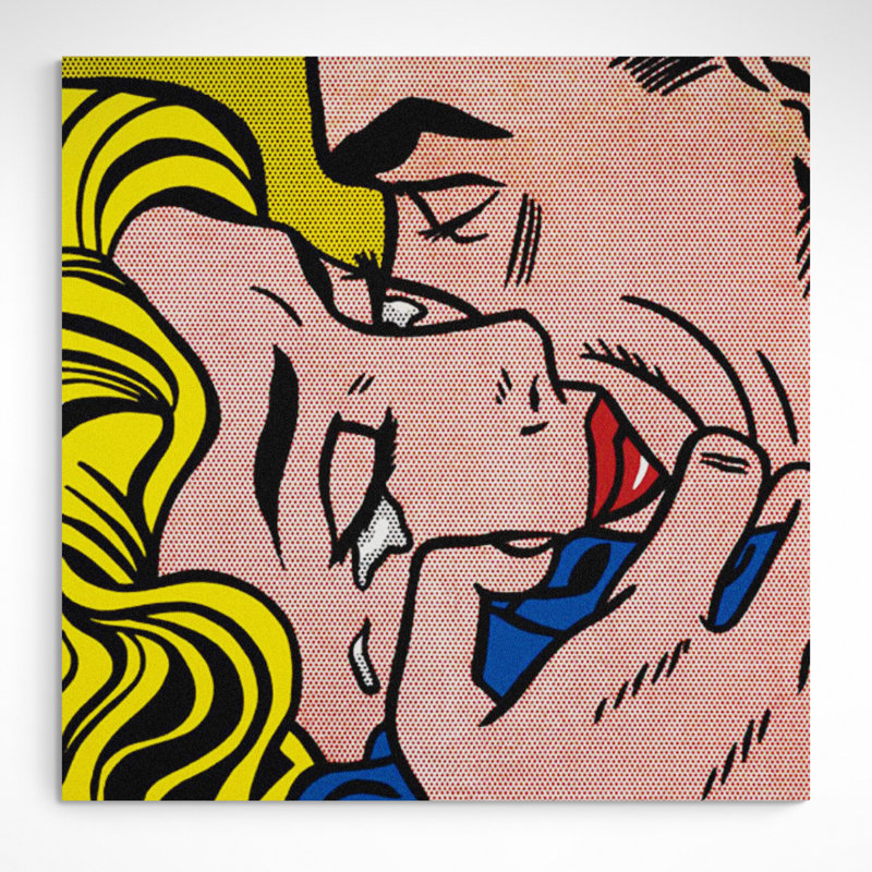 Kiss V by Roy Lichtenstein - Print on Canvas, 30cm H x 30cm W x 4cm D
