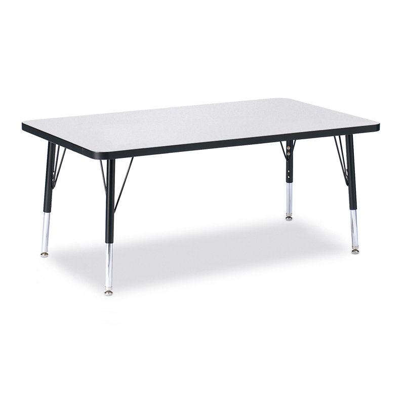 Table rectangulaire Berries, Jambe standard élémentaire 15" - 24", Gris et noir, 30 po x 60 po