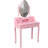 Princess Vanity Desk Set with Mirror & Cushioned Stool,Light Modes-275264565