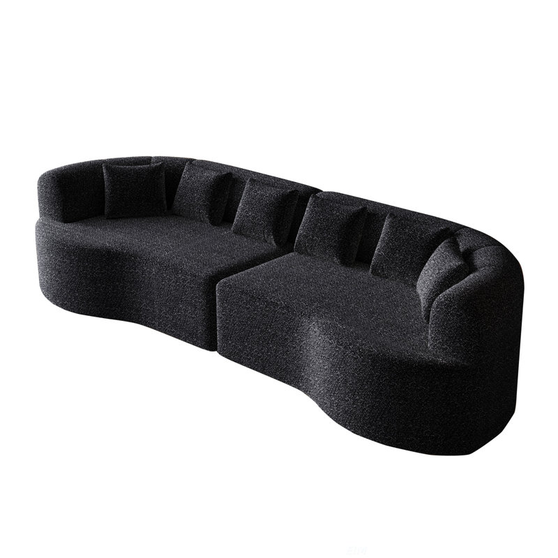 Curved Sectional Sofa, 106.3-Inch Oversized Modern Bone-Free Cloud Sofa With 6 Pillows, Luxury Chenille Four-Seater Memory Foam Sofa With Deep Seat Design