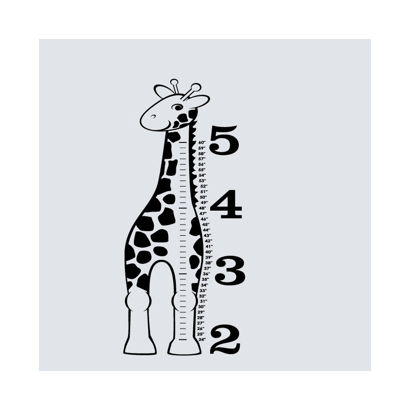 Décalcomanie murale « giraffe growth chart », Noir