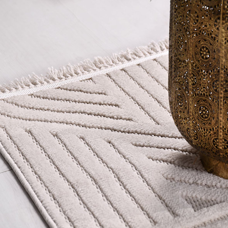 Tapis beige moderne lavable à la machine, Rectangle de 2 pi 7 po x 5 pi