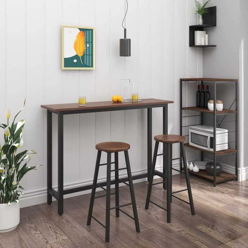 Counter Stool with Metal Frame, Rustic Brown Seat/Black Frame