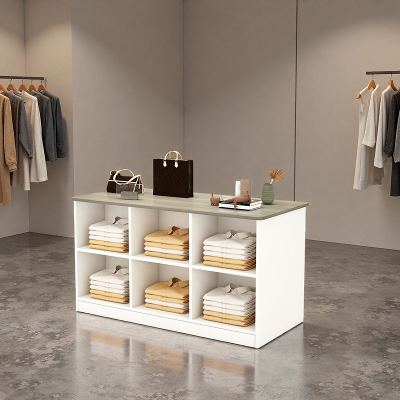 Présentoir simple à double face pour magasin de vêtements, Gris / Blanc