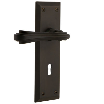 New York Plate Single Dummy with Decorative Keyhole and Fleur Lever