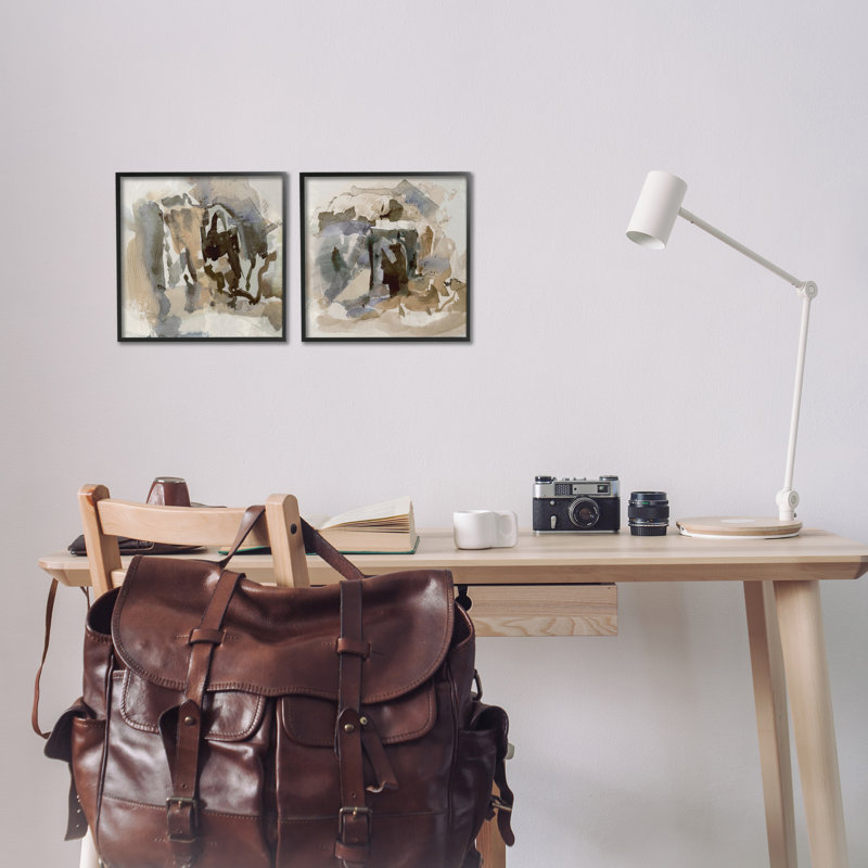 «Abstract Neutral Chaos», ensemble de 2 giclées encadrées par Susan Jill, H 12 po x l 24 po, Giclée encadrée noir minuit