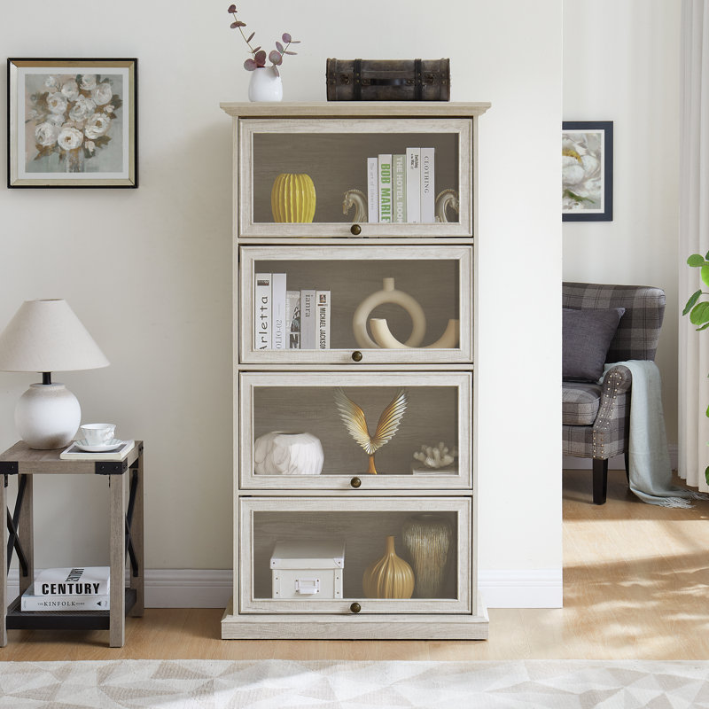 Vitrine blanche en verre à 4 niveaux | Bibliothèque de collection Collio, White