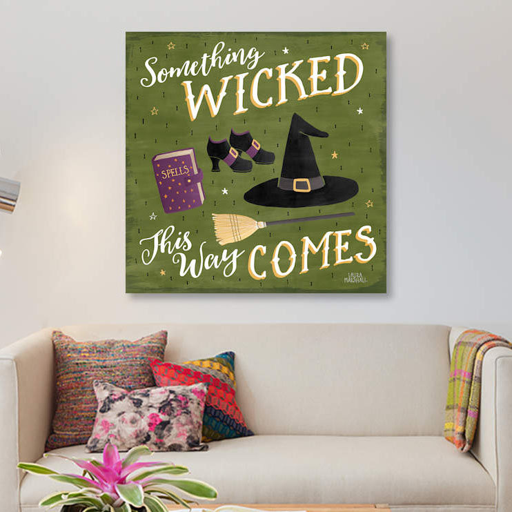 « hanté halloween vi », art textuel sur toile, H 18 po x l 18 po x P 1,5 po