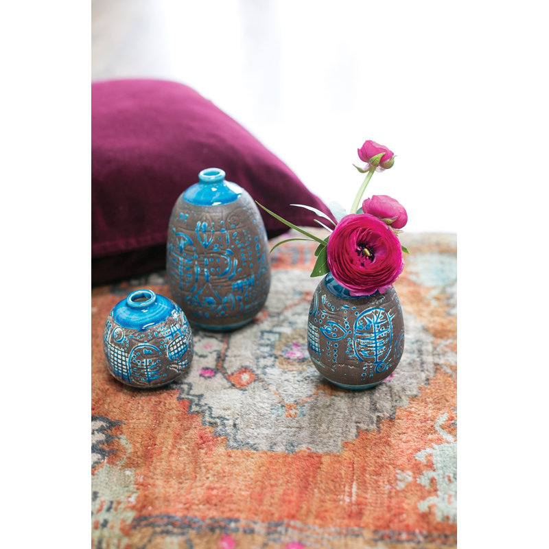 Handmade Ceramic Table Vase, 5.25" H x 3.25" W x 3.25" D