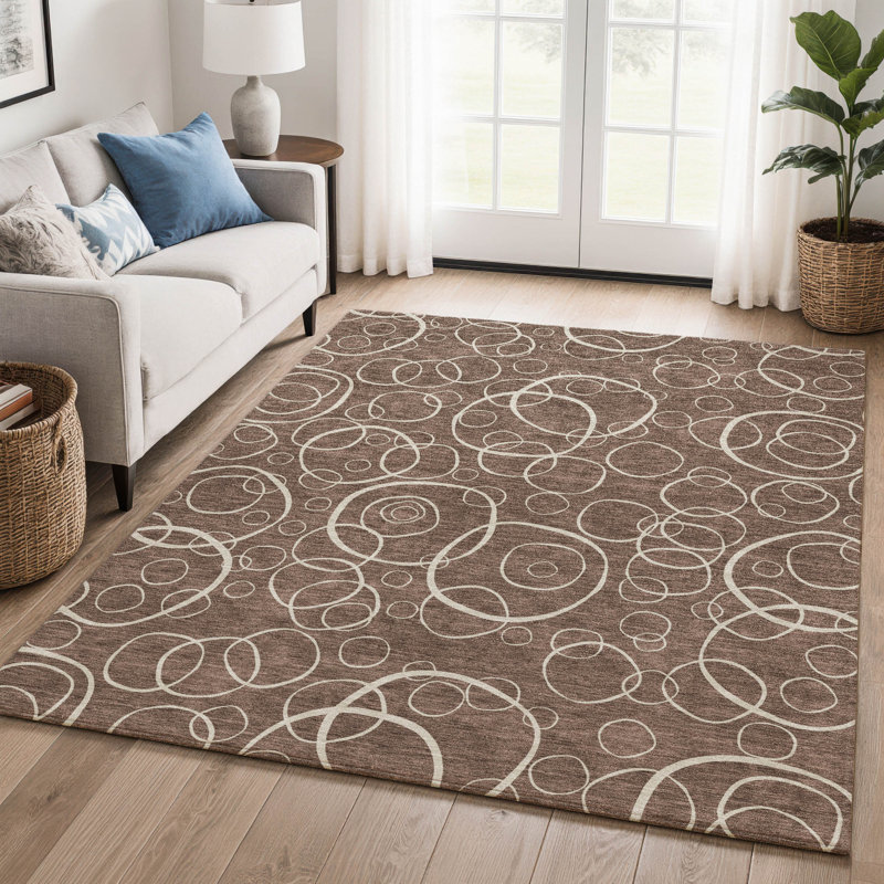 Premium Machine Washable Mayfield AMF2407 Bubbles Rug, 3' x 5', Brown