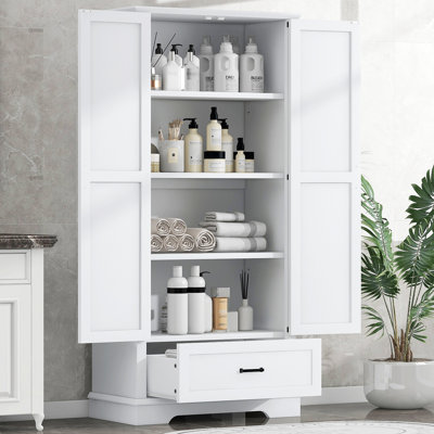 Tall Bathroom Storage Cabinet, Cabinet With Two Doors And One Drawer