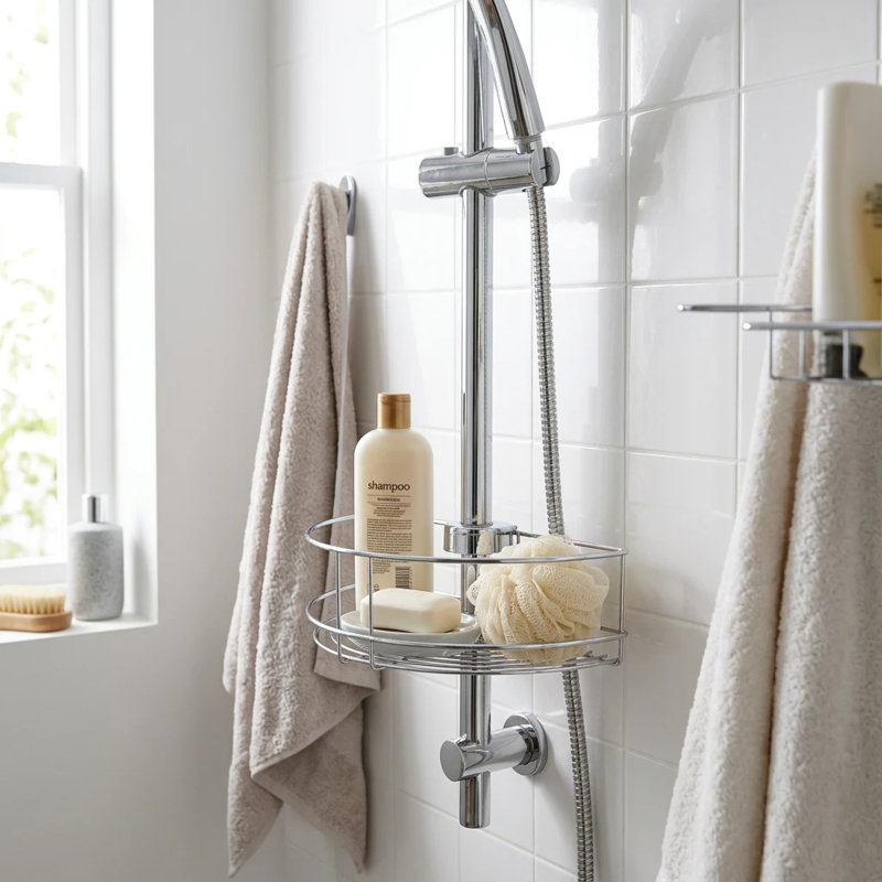 Croydex Clip-On Shower Riser Rail Basket
