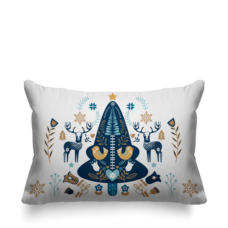 Coussin intérieur / extérieur Scandinavian Christmas Tree, Bleu