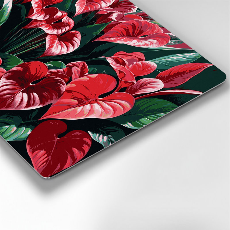 Art mural hawaïen Anthurium noir en métal, H 11 po x l 14 po