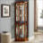 Corner Curio Cabinets, Lighted Oak with Adjustable Tempered Glass Shelves &amp; Mirrored Back | Traditional | Living Room-928359182