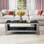 Table basse contemporaine en verre trempé avec structure en acier inoxydable-99525877