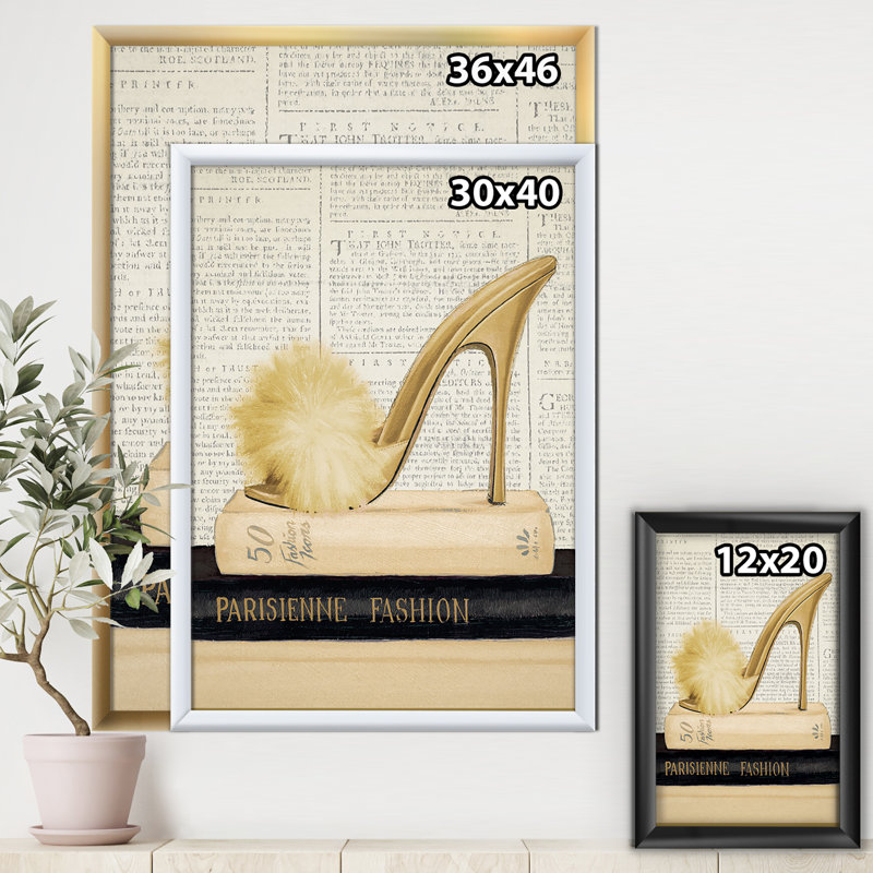 «Gold Fashion High Hells II», reproduction d'art sur toile, H 40 po x l 30 po x P 1,5 po, Cadre doré