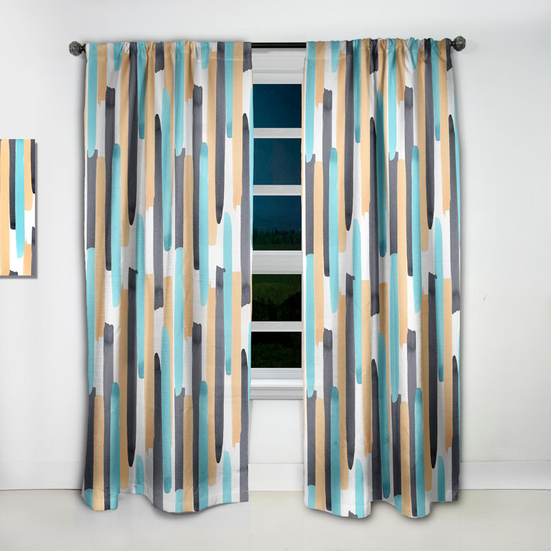 Panneau de rideau simple occultant de couleur douce bleu et beige, L 52 po x L 120 po