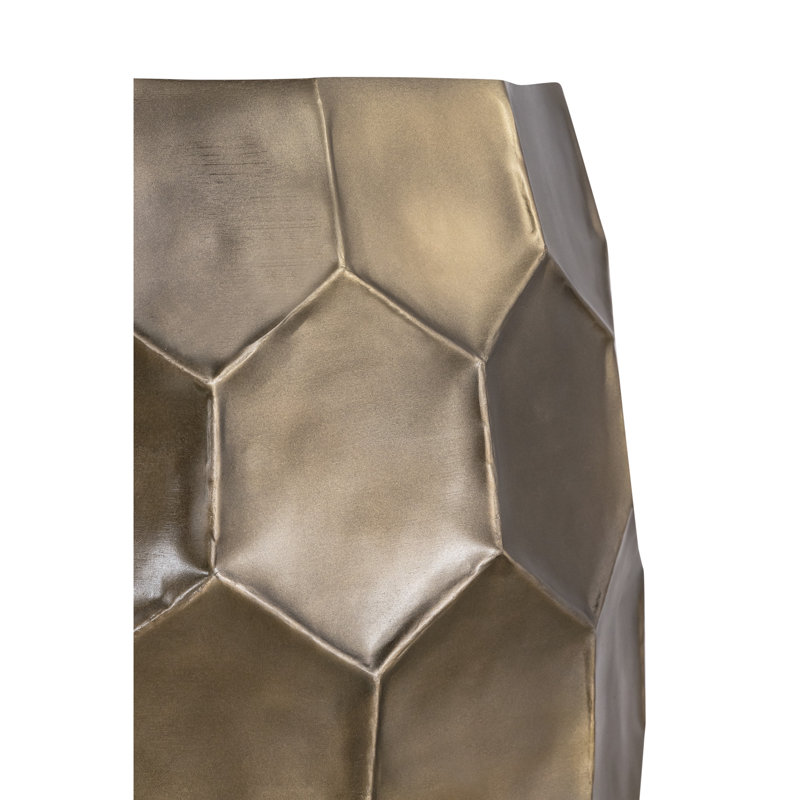 Table d'appoint contemporaine, 45,7 cm de large, 45,7 cm de long, 53,3 cm de hauteur, aluminium doré, autoportante, piètement en aluminium brillant à motif diamant, style antique compact idéal pour les petites pièces.